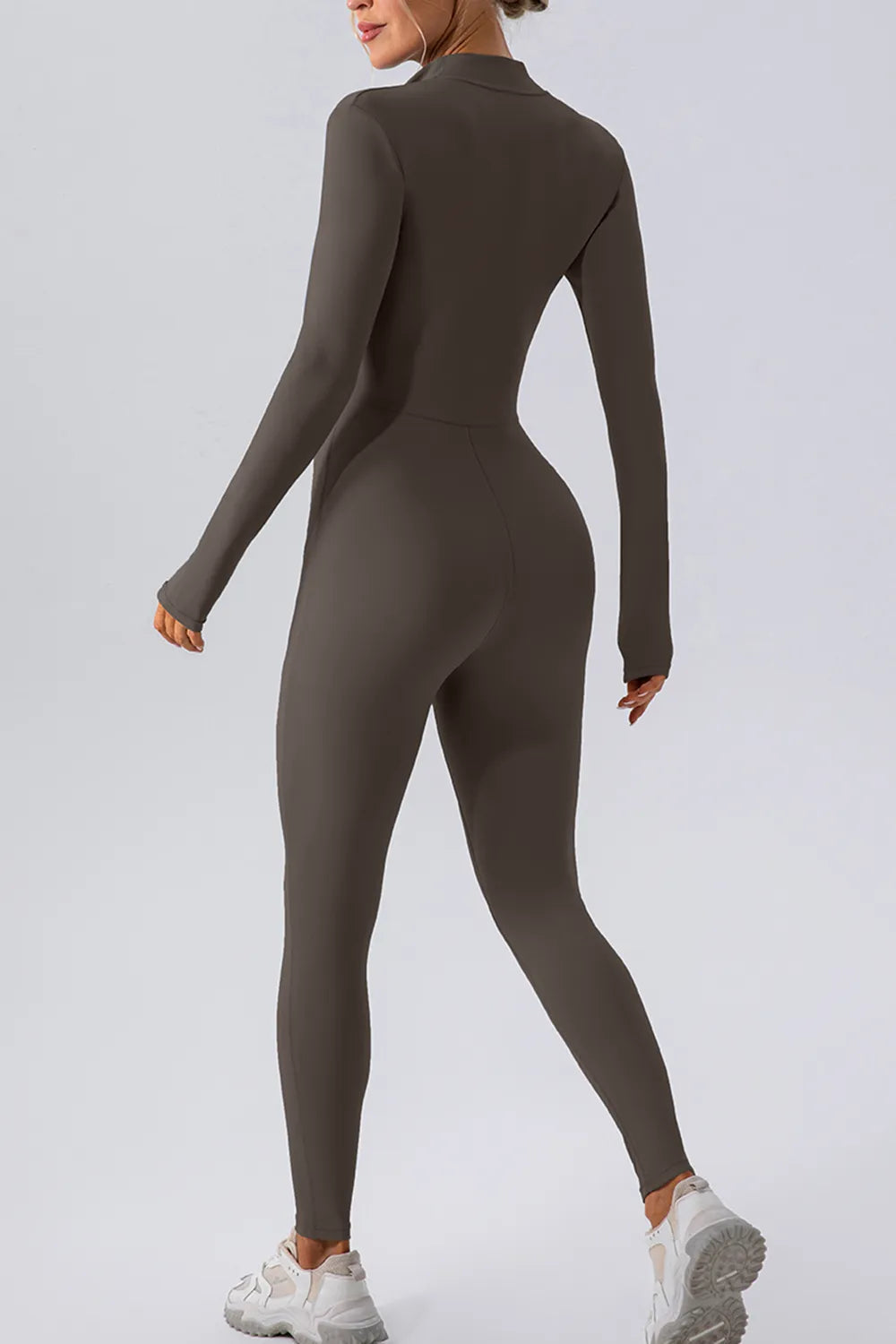 Half Zip Mock Neck Active Jumpsuit - Fashorio