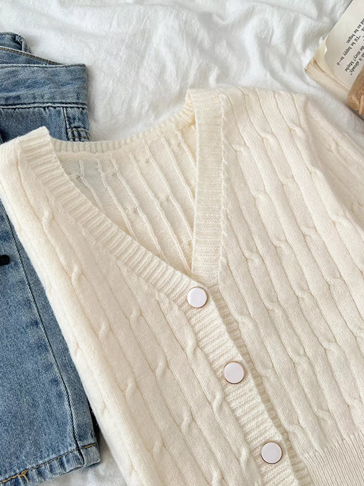 Texture knit cardigan side view