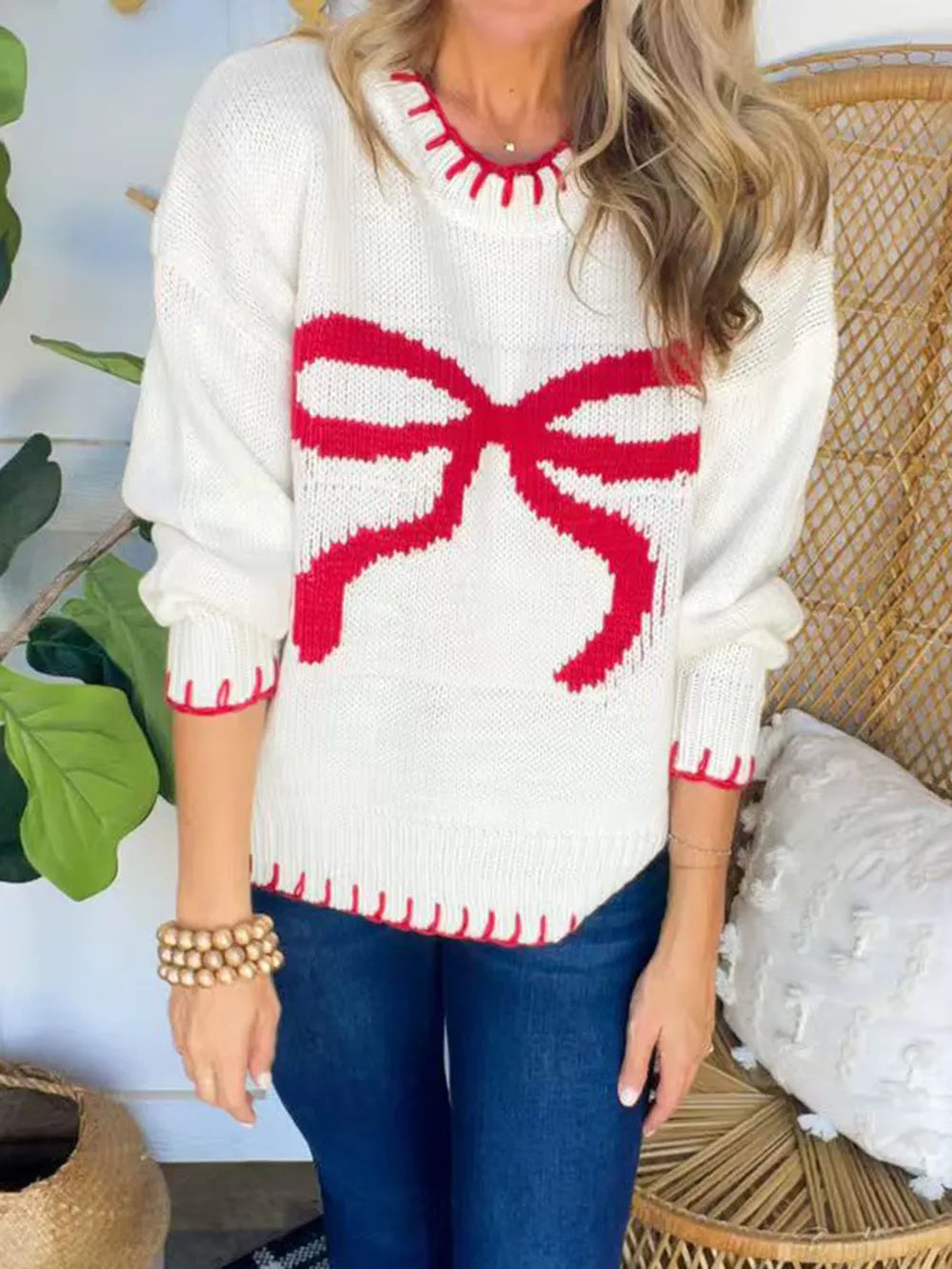 Navy bow sweater view