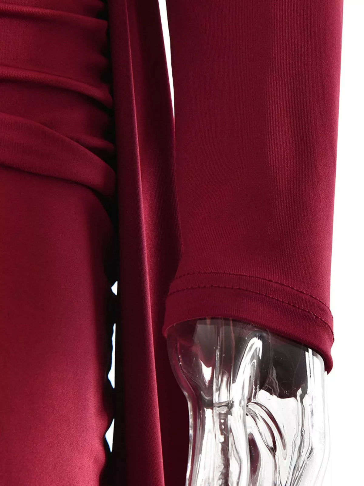 One shoulder ruched maxi dress full length look