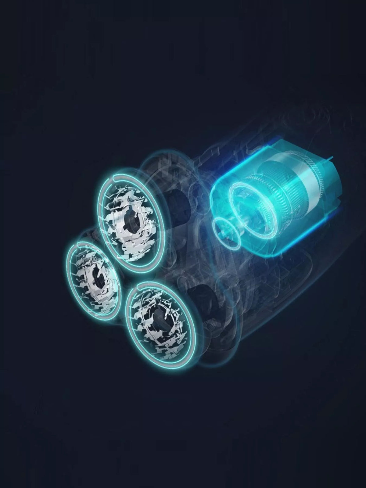 Blue rotary shaver side profile