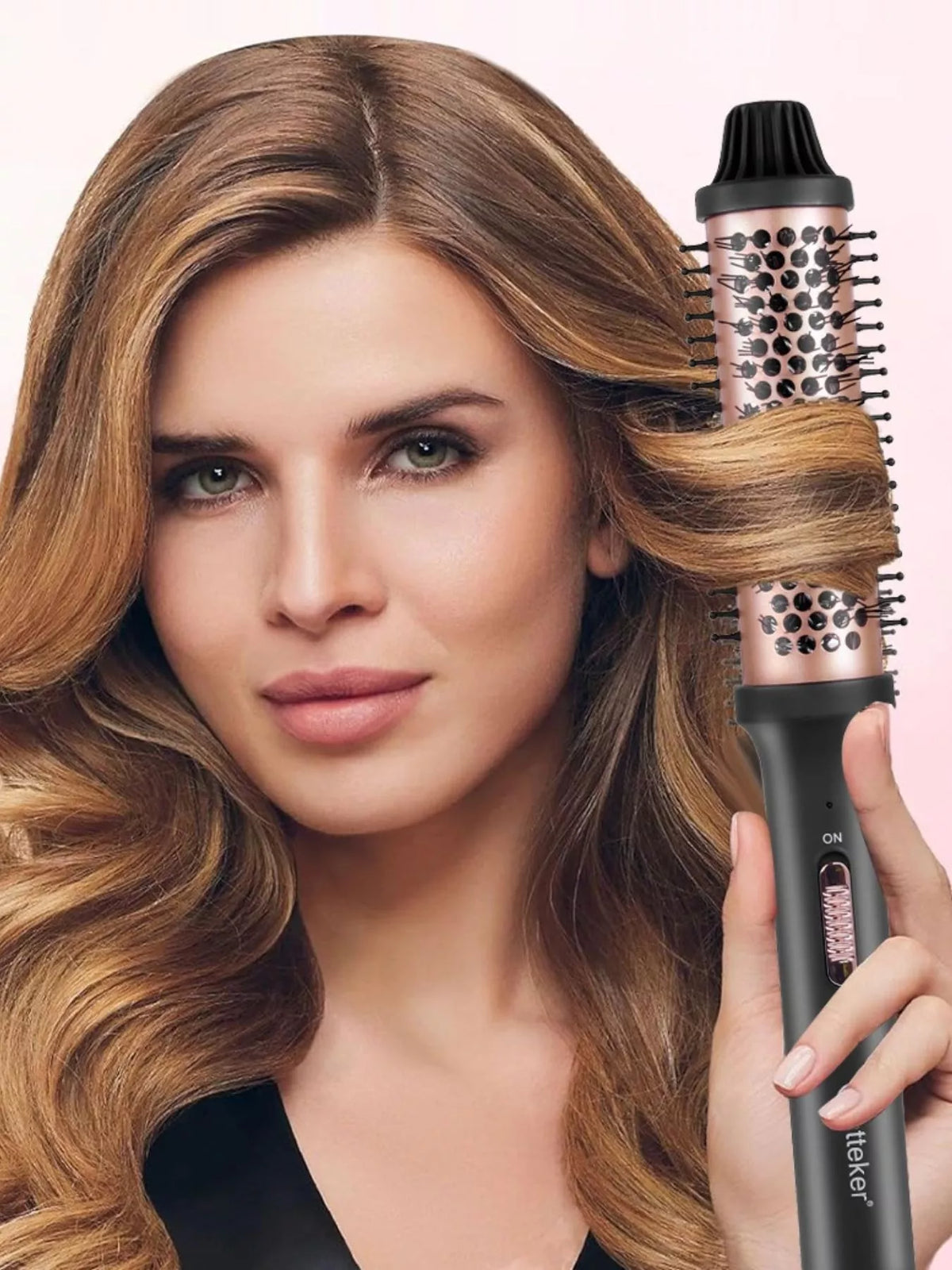 2 in 1 adjustable temperature curling iron in black