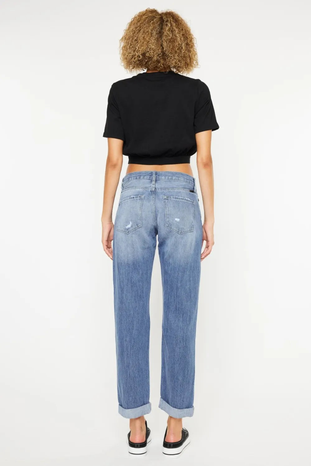 Kancan Mid Rise Distressed Straight Jeans - Fashorio