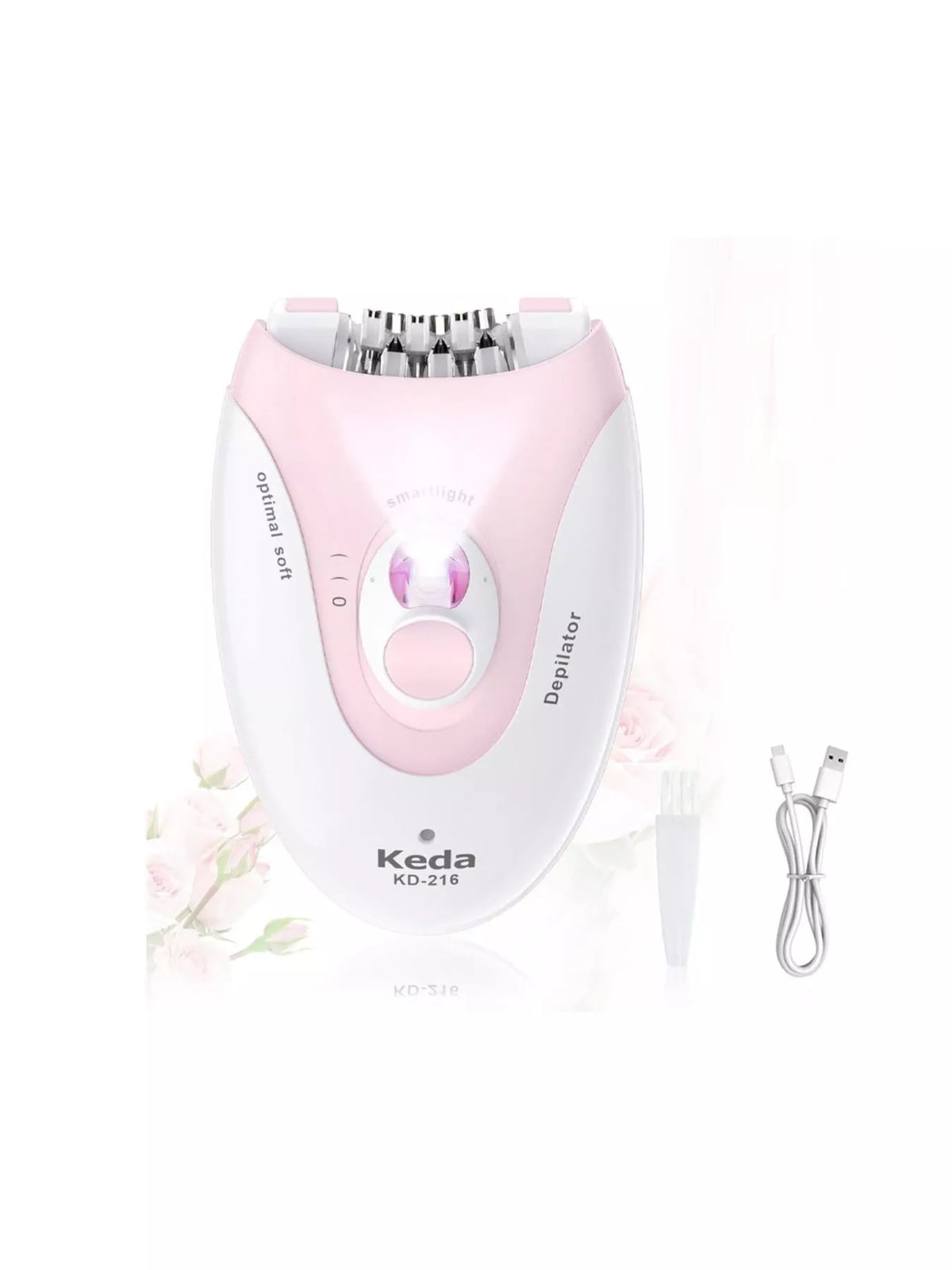 Pink epilator with light front view