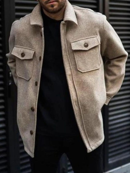 Men's Full Size Button Up Long Sleeve Jacket Plus Size - Fashorio