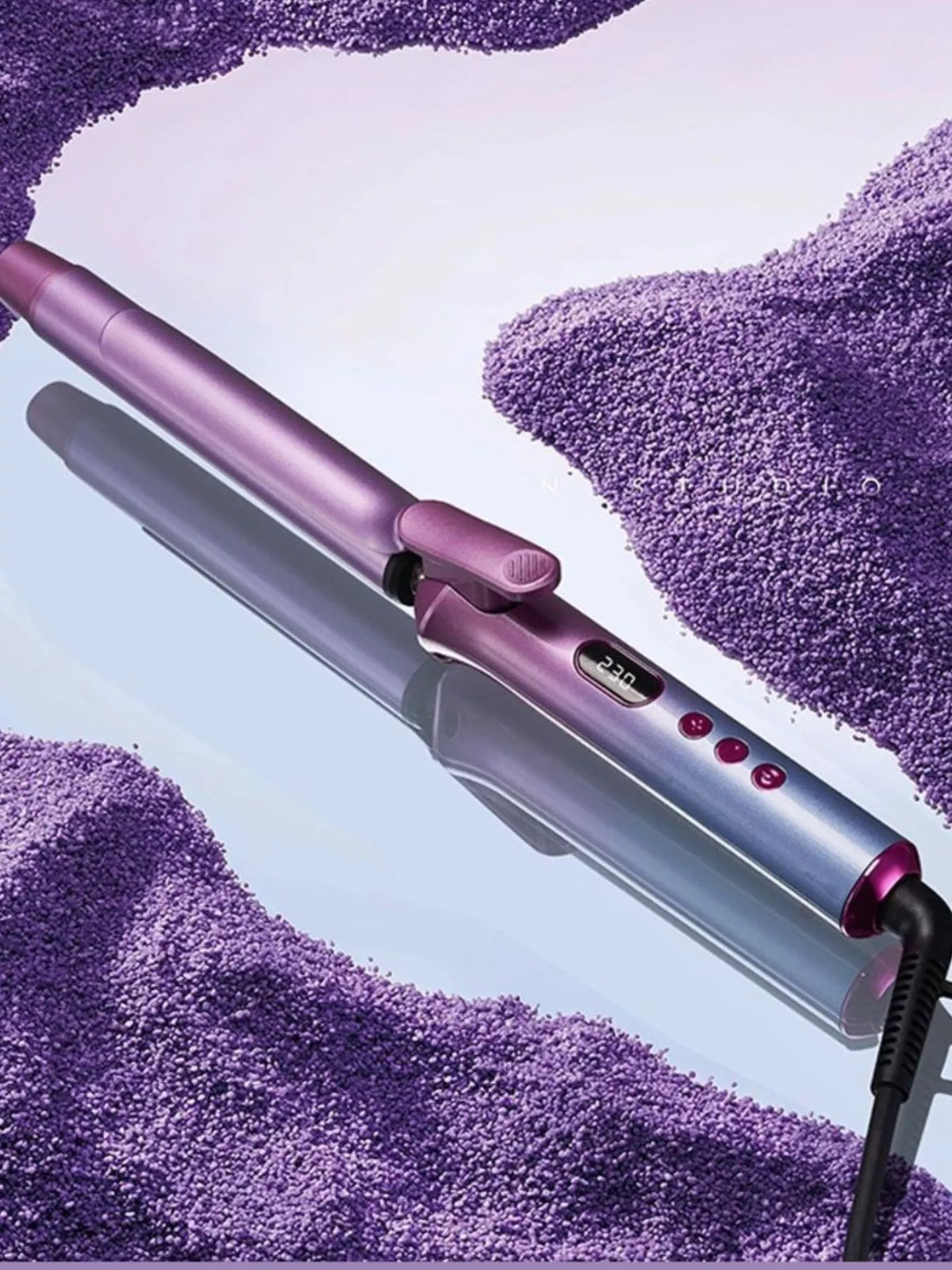 Adjustable temperature curling iron full view