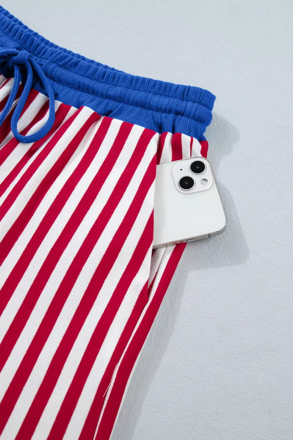 Colorblock tee and shorts styled sporty look