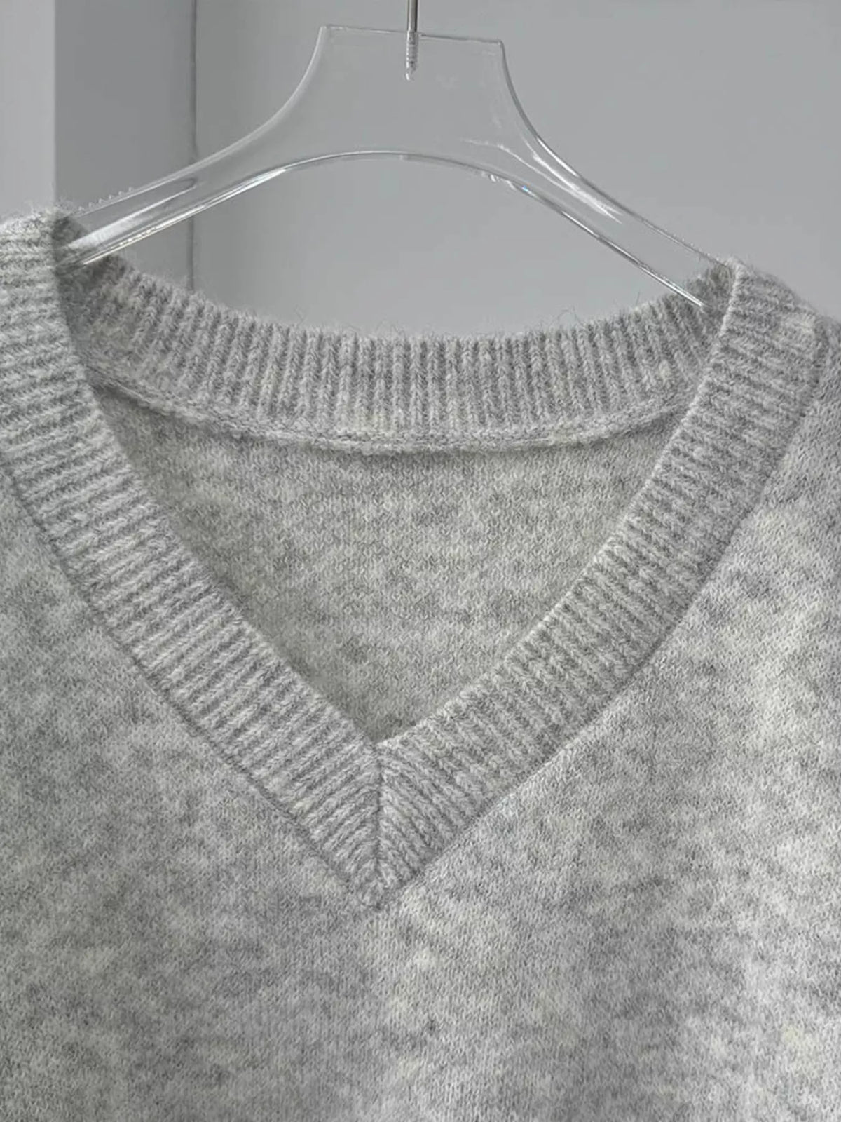 Khaki dropped shoulder sweater front view