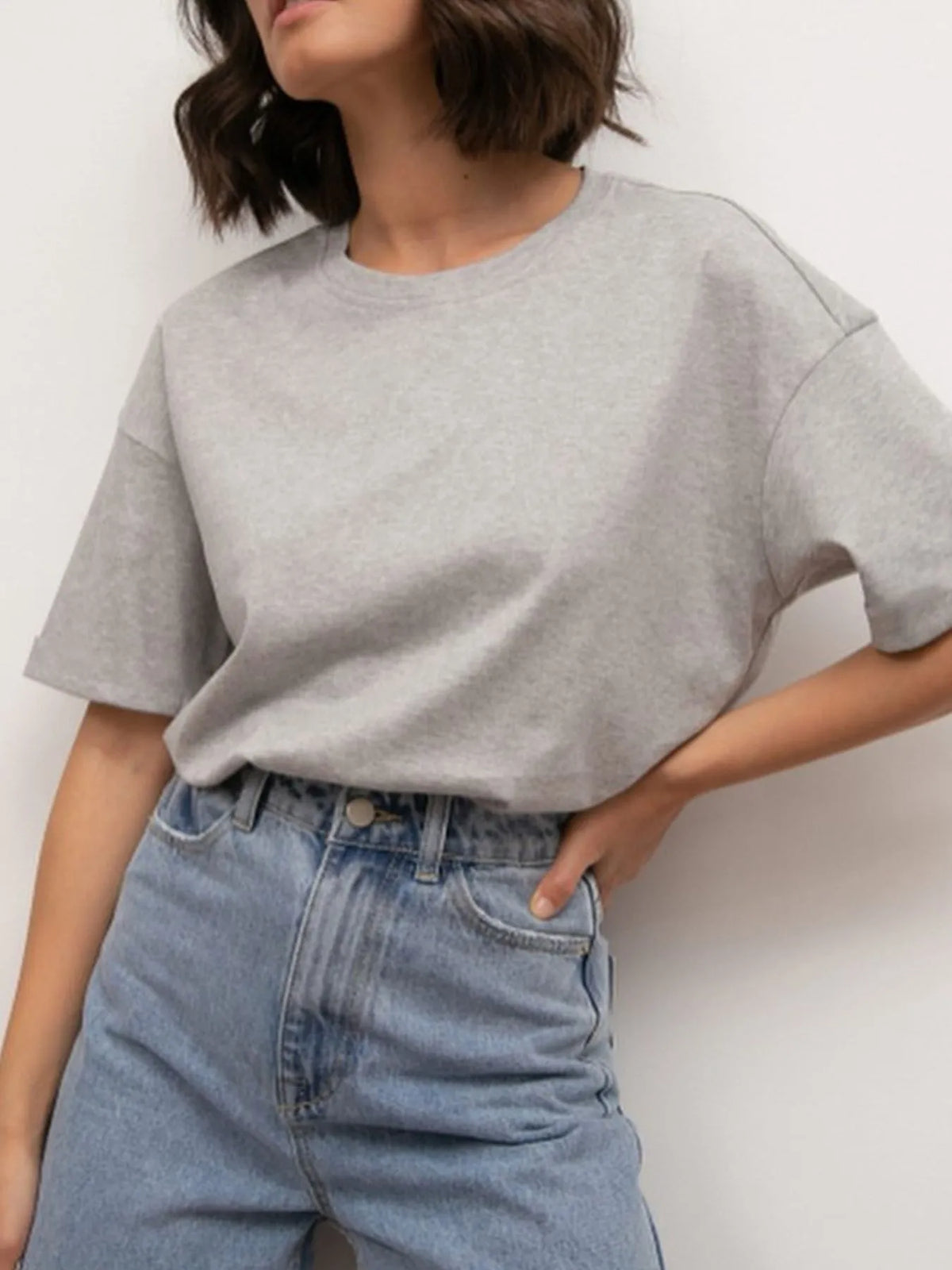 Oversized Round Neck Short Sleeve Top, view 13