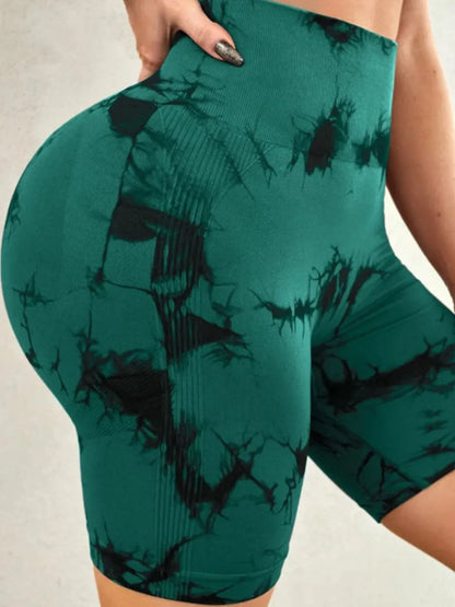 Tie-Dye High Waist Active Shorts - Fashorio