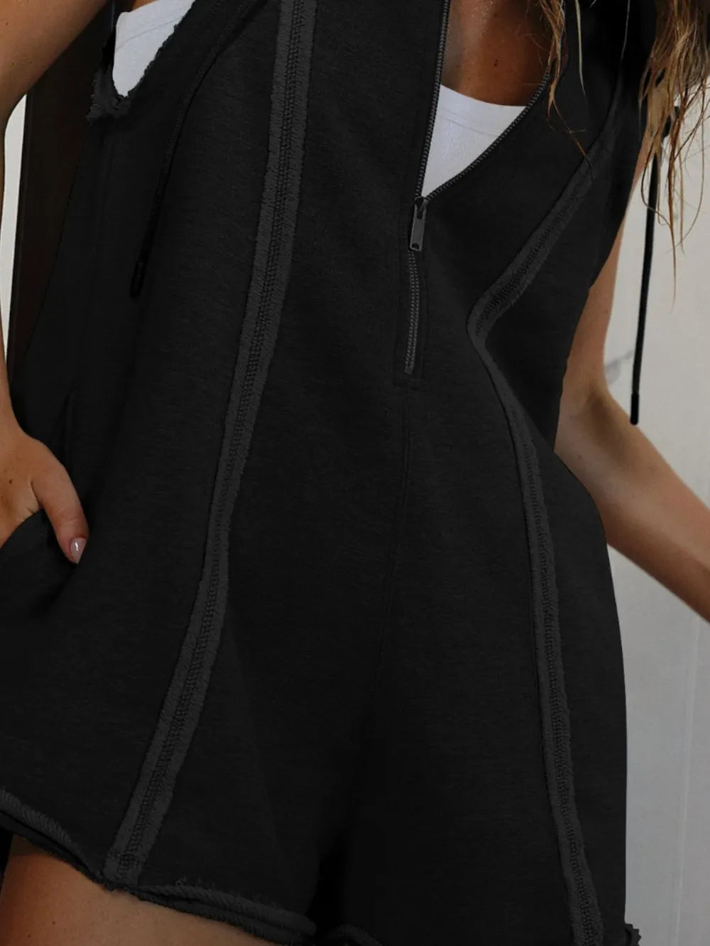 Hooded romper side profile