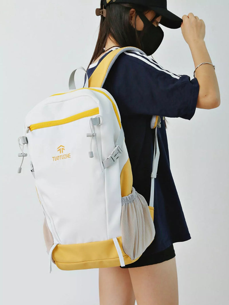 Lightweight nylon backpack front view in orange