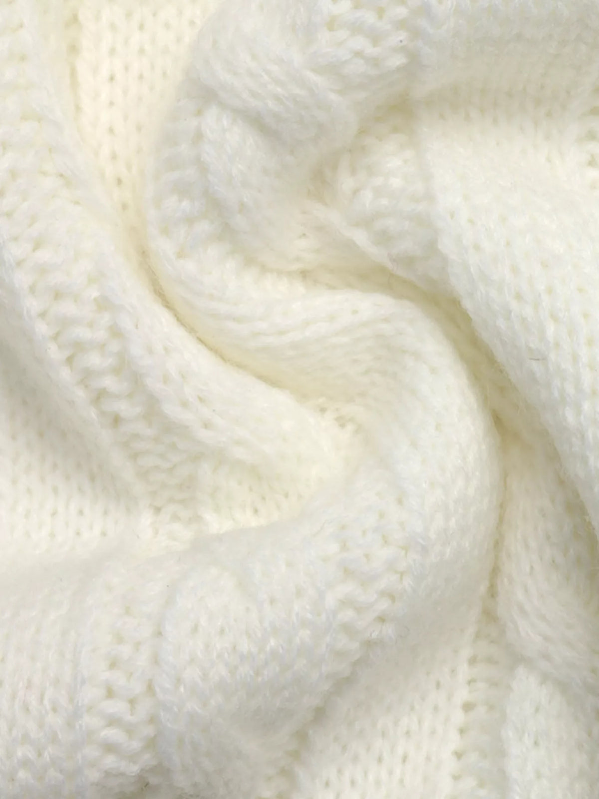 Cable Knit Long Sleeve Sweater in White view 10