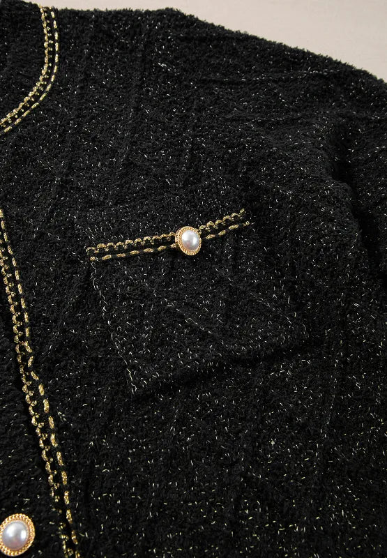 Round Neck Button Up Long Sleeve Cardigan - Fashorio