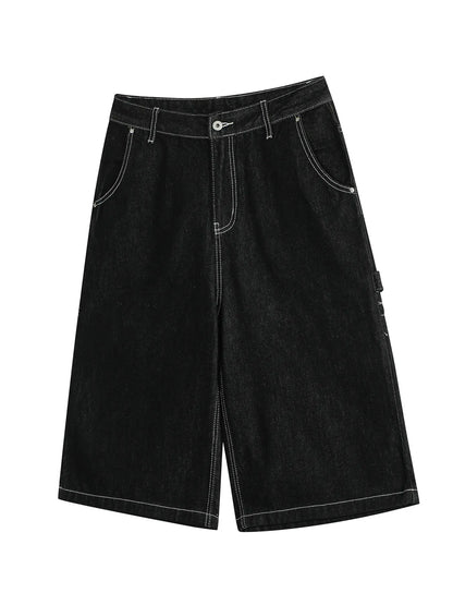 Men's Denim Shorts with Contrast Stitching - Fashorio