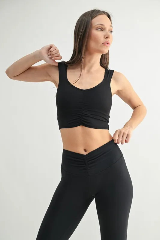 MONO B Ruched Front Active Tank BLACK - Fashorio