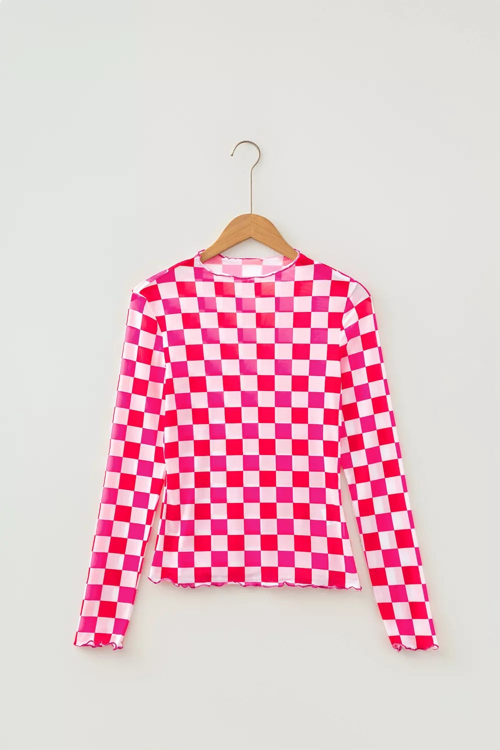 High neck detail on sheer mesh top