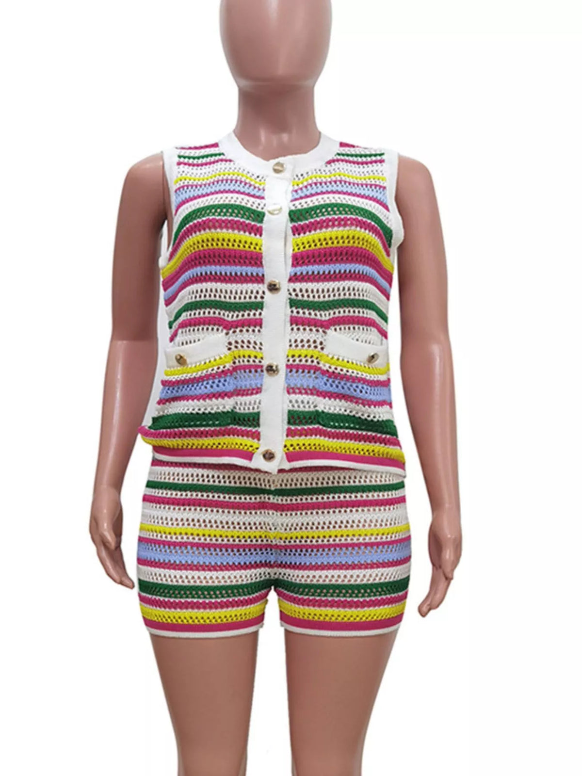 Striped crochet set back view