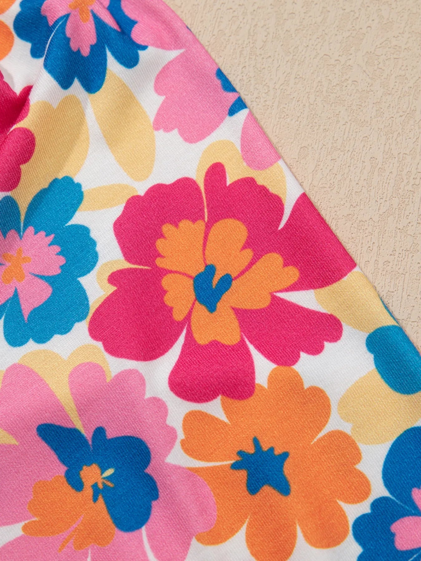 Floral Puff Sleeve Round Neck T-Shirt - Fashorio