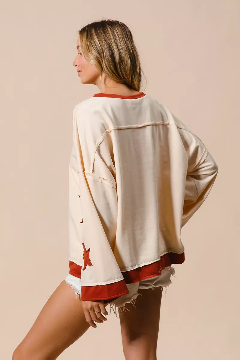 BiBi French Terry Top With Patch Detail Sweatshirt - Fashorio