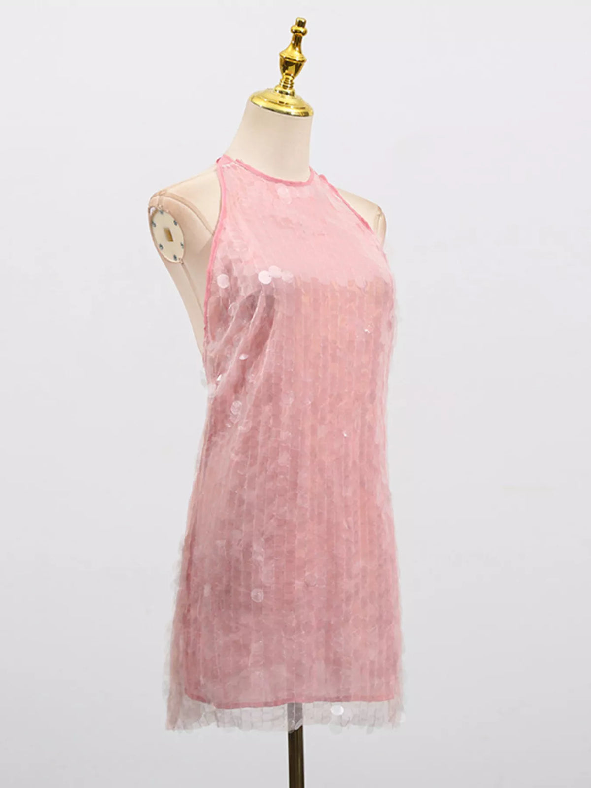 Sequin Halter Neck Mini Dress sequin detail