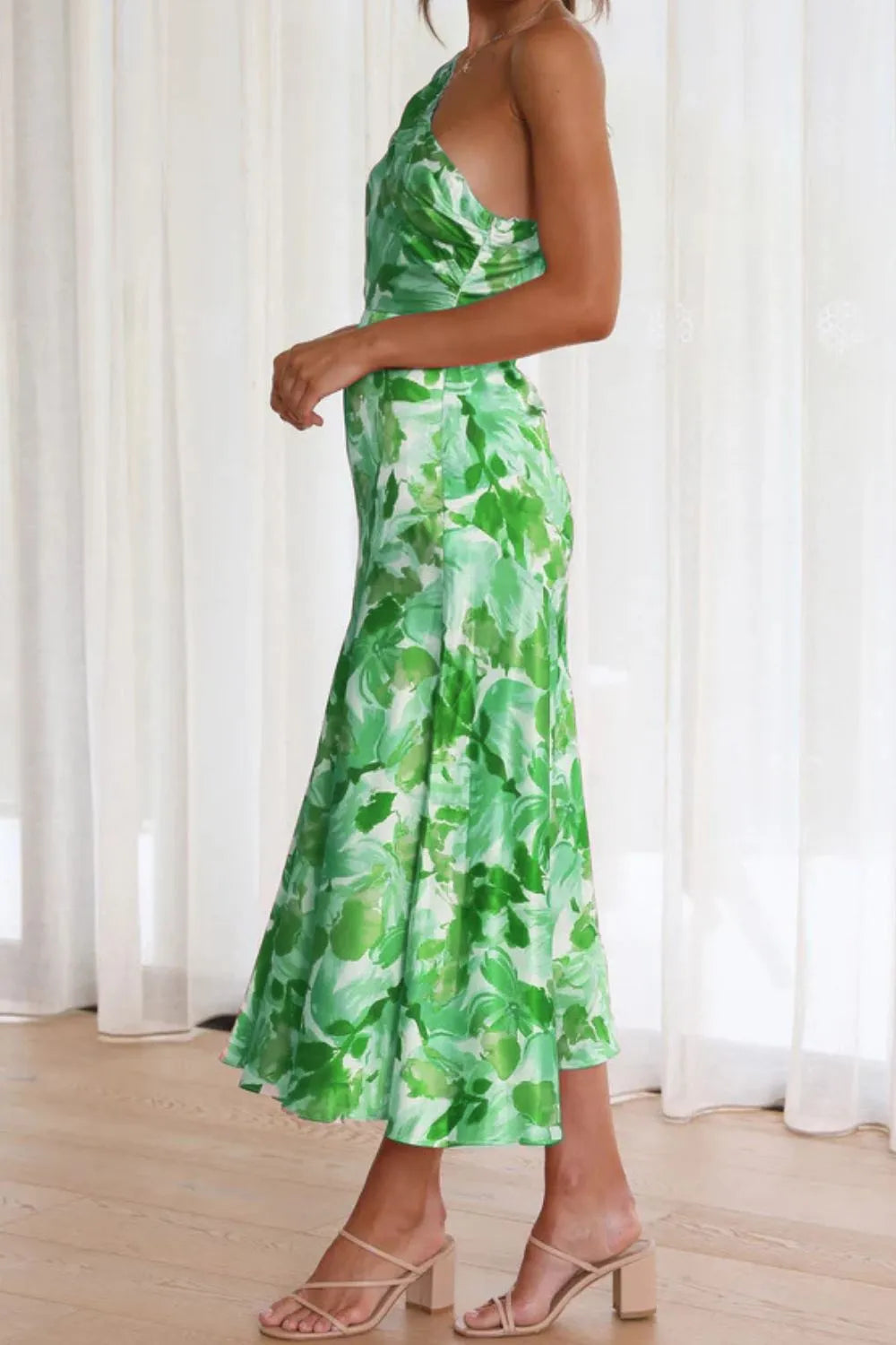 Green midi dress back view