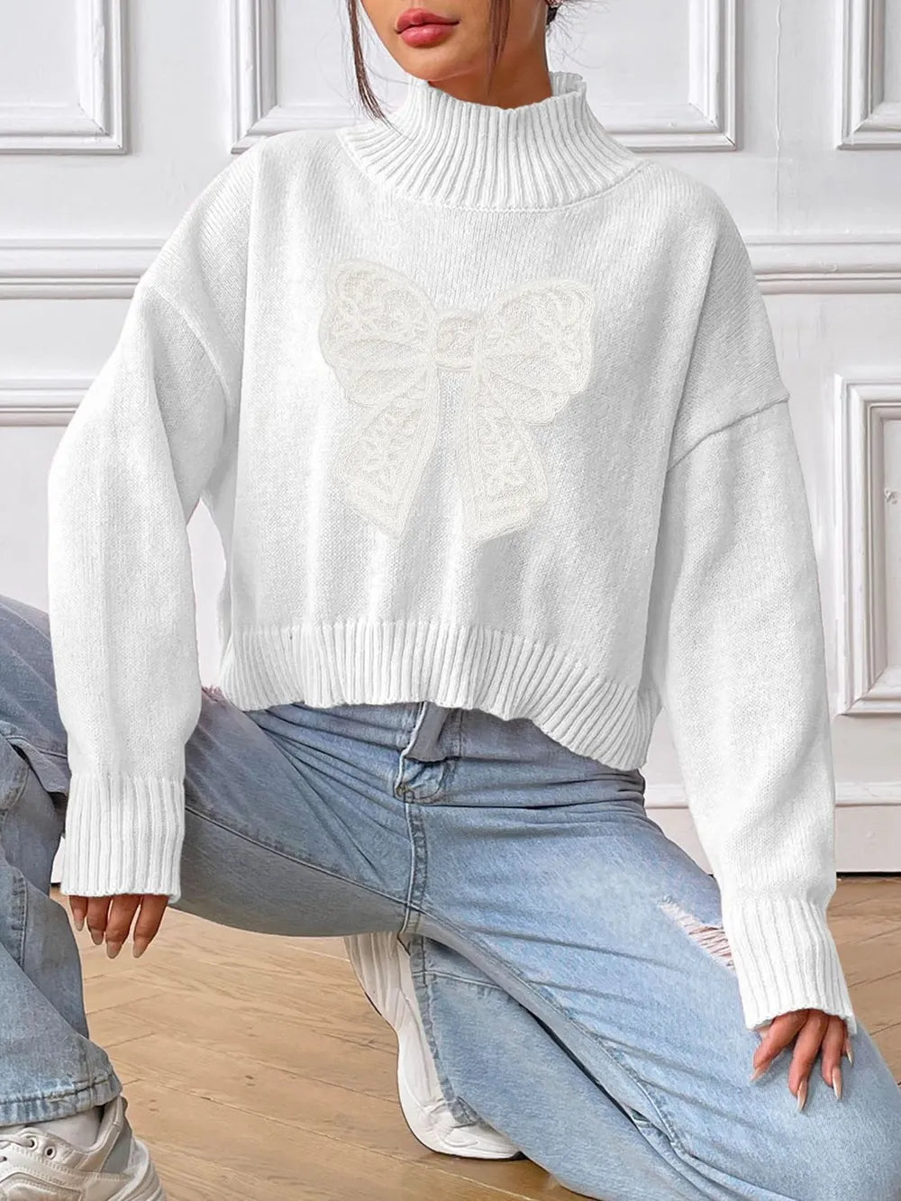 Classic turtleneck sweater back detail