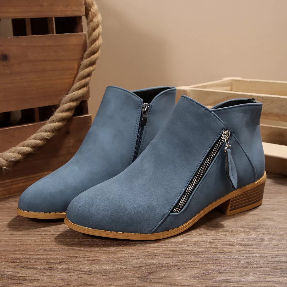 Block Heel Ankle Boots back heel view