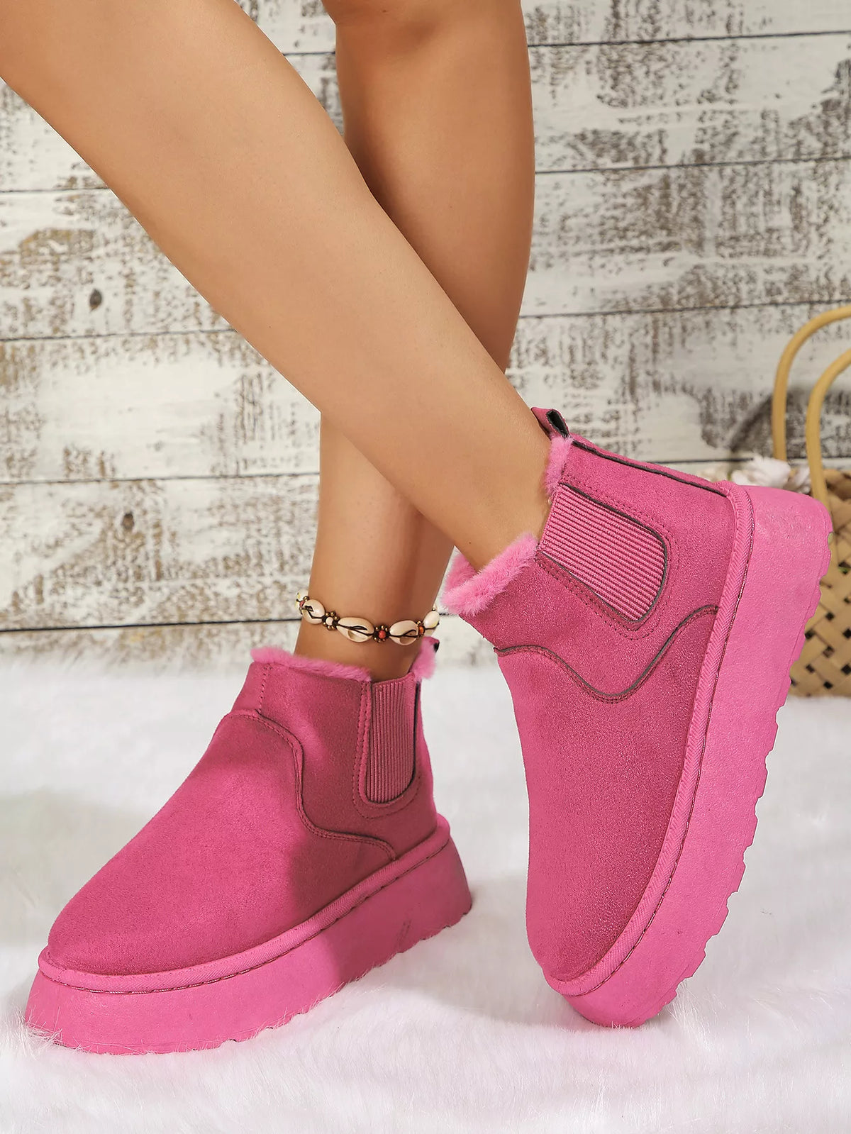 Round toe platform ankle boots color options