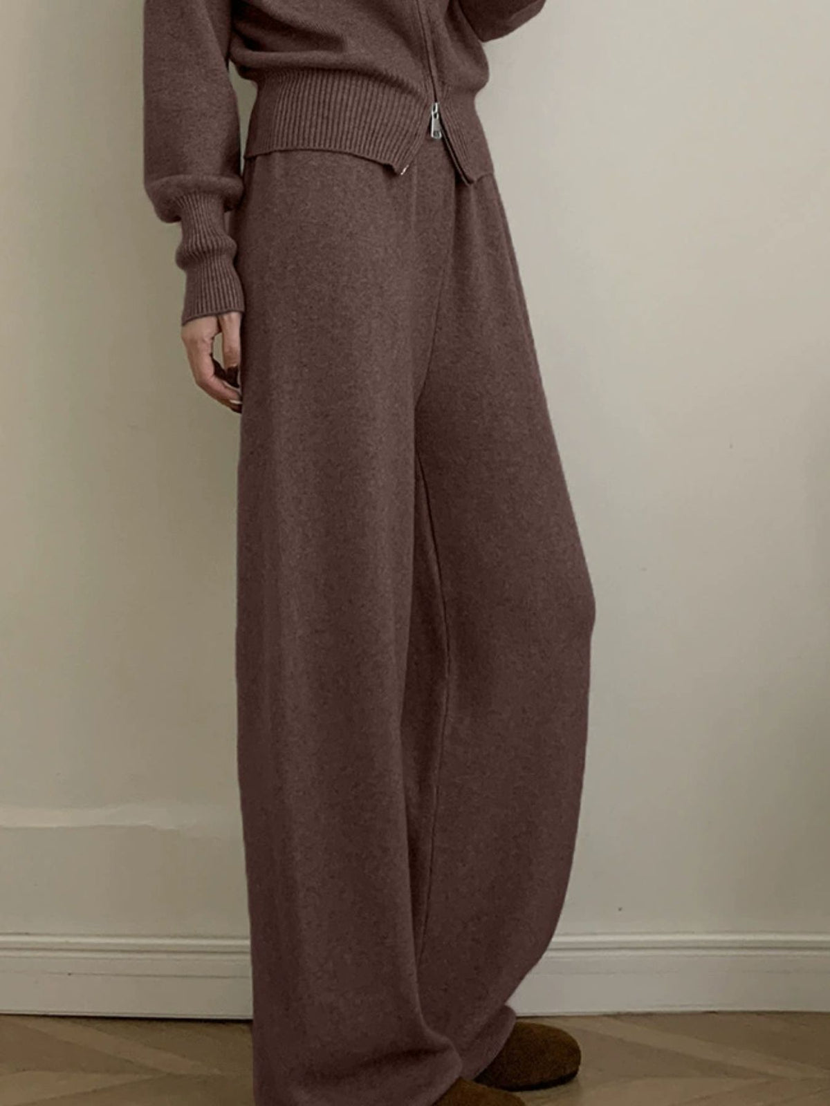 Zip Up Outerwear and Wide Leg Pants Set, view 6