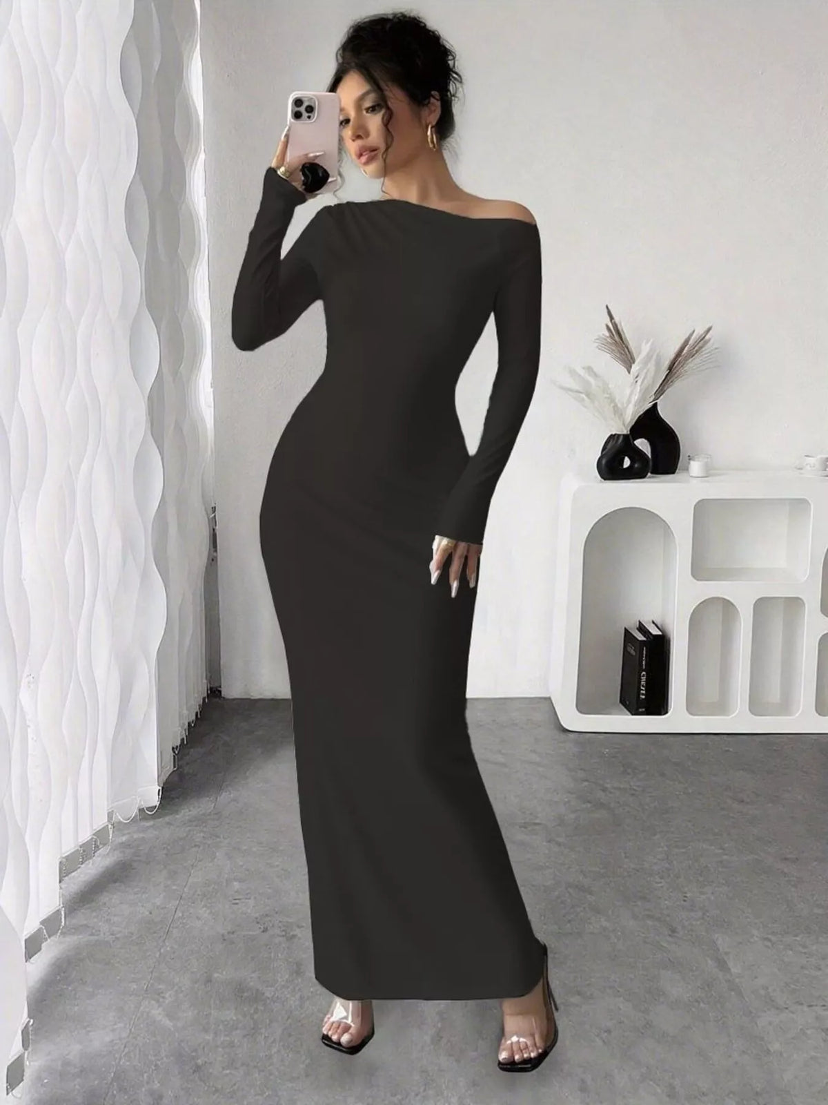 Floral maxi dress styled for evening