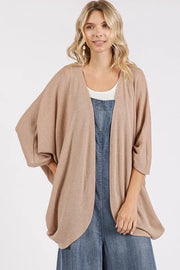 Mittoshop Open Front Batwing Sleeve Cardigan Camel - Fashorio