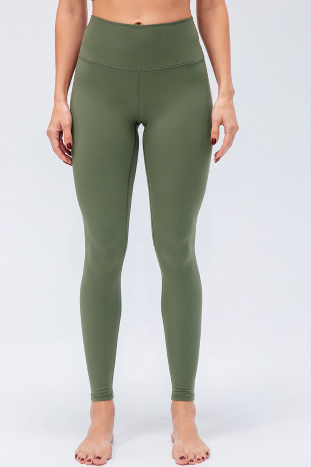 wide waistband slim fit active leggings side view