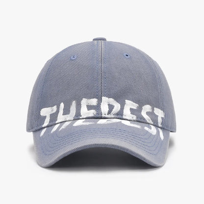 Letter Adjustable Baseball Cap Dusty Blue One Size - Fashorio