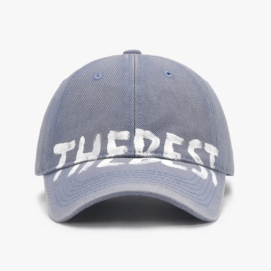 Letter Adjustable Baseball Cap Dusty Blue One Size - Fashorio