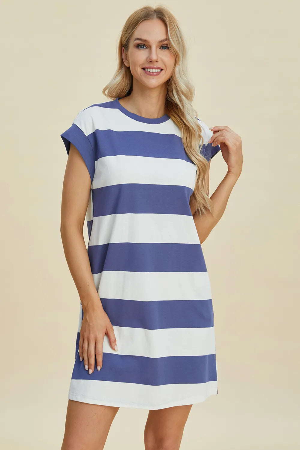 Striped plus size mini dress alternate view