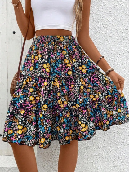 Floral Print Midi Skirt - Fashorio