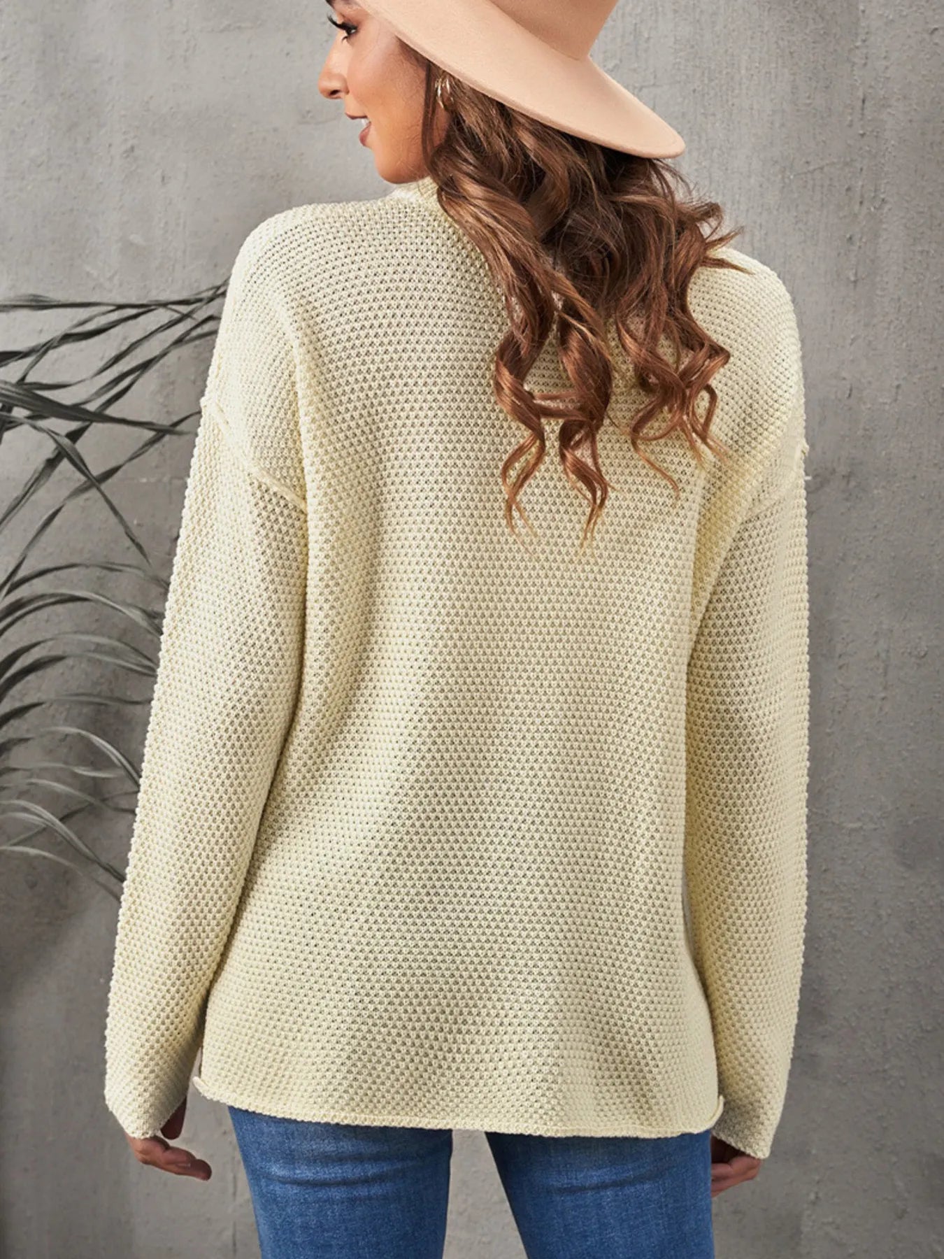 Button Detail Long Sleeve Knit Top - Fashorio