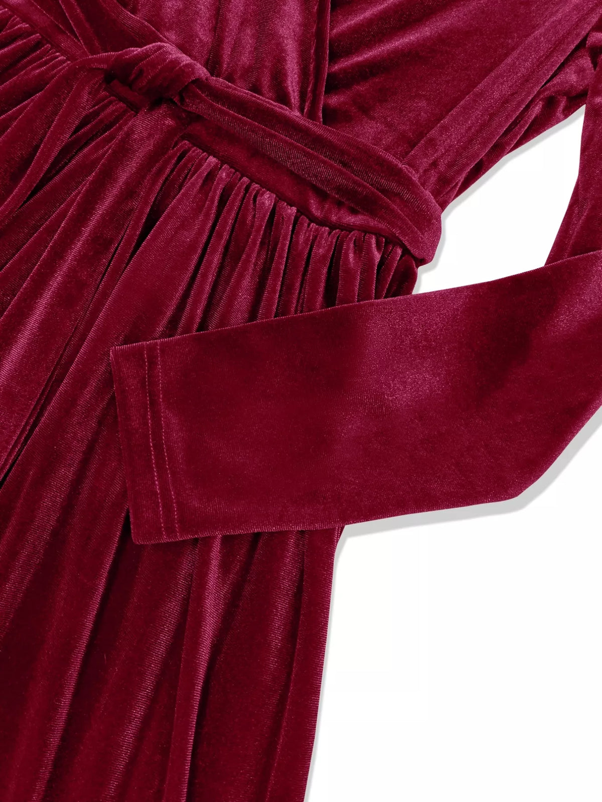 velvet wrap surplice maxi dress back view