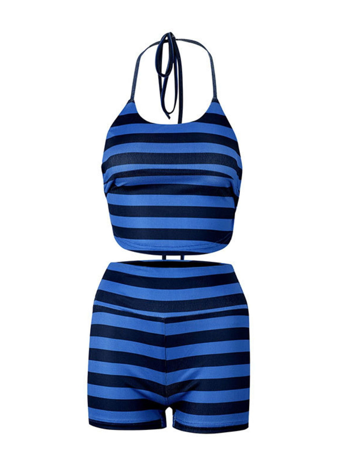 Striped Halter Neck Top and Shorts Two Piece Set, view 6