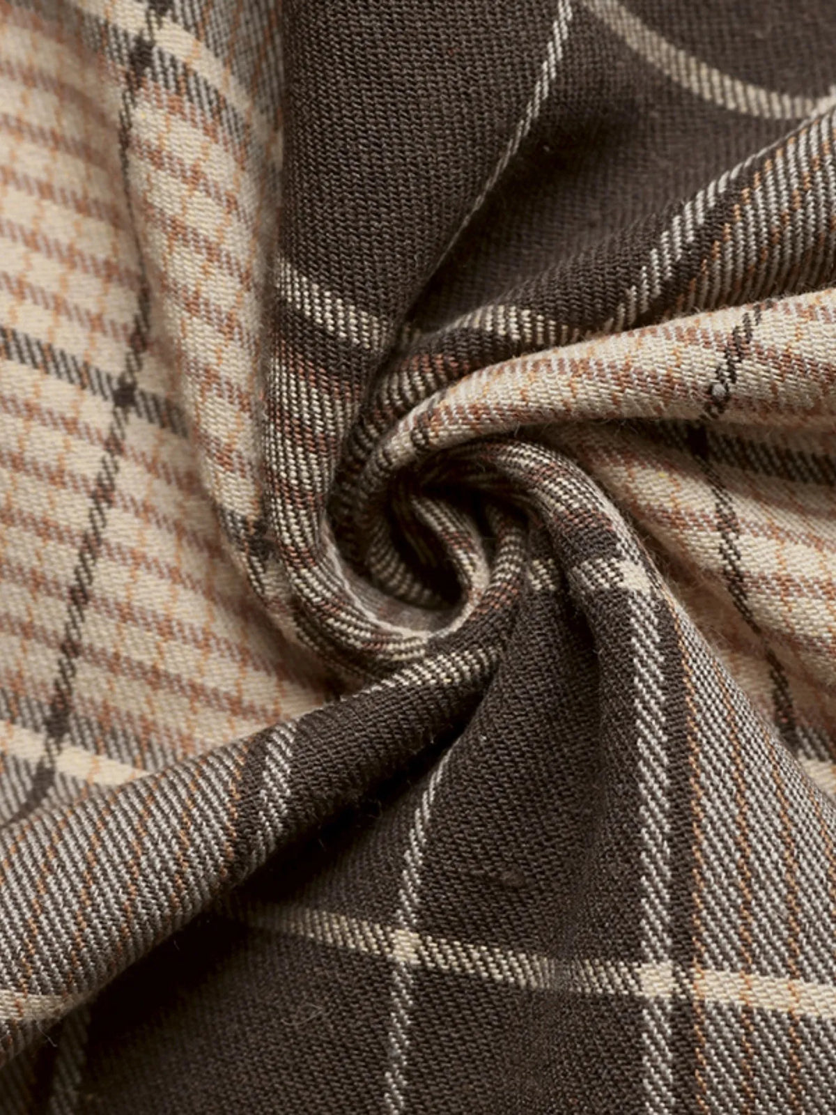 Plaid Button Front Long Sleeve Dress in Brown view 10
