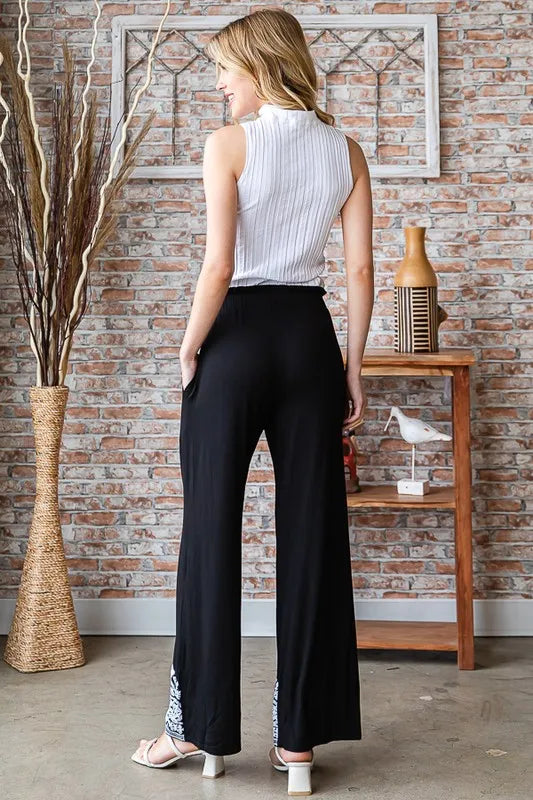 Heimish Full Size Solid Damask Casual Pants Plus Size - Fashorio