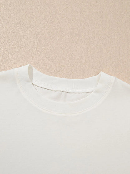 Floral Puff Sleeve Round Neck T-Shirt - Fashorio