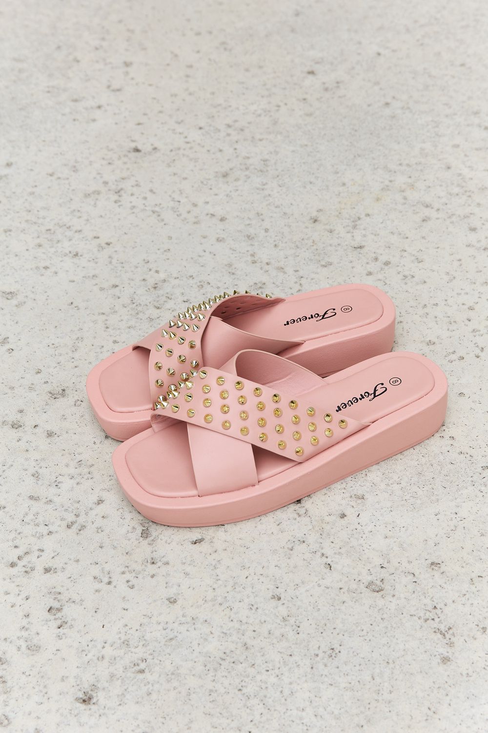 Forever Link Forever Link Studded Cross Strap Sandals in Blush