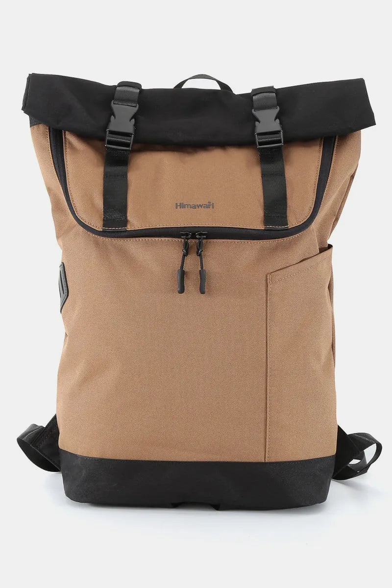 Himawari Mocha / One Size Himawari Contrast Waterproof Canvas Backpack Bag