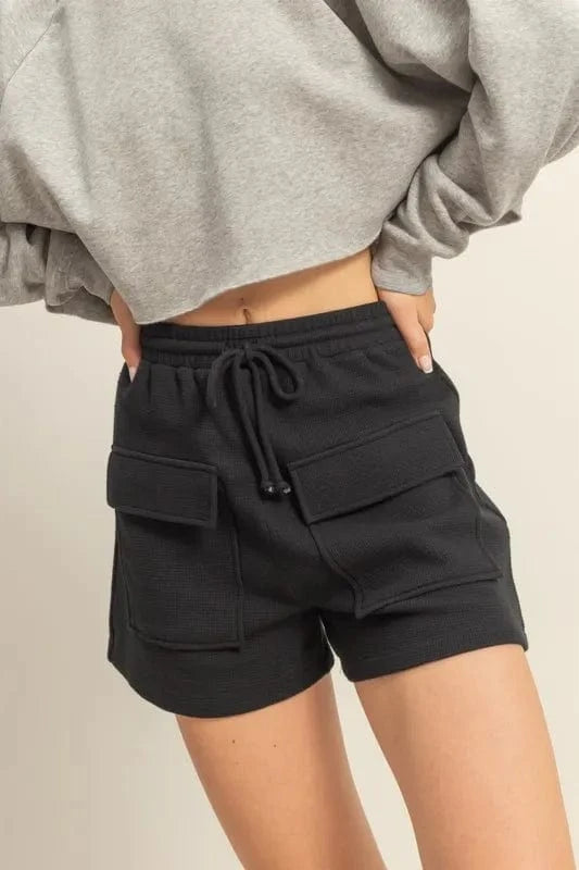 HYFVE Black / S HYFVE Drawstring Waffle Knit Front Pocket Shorts