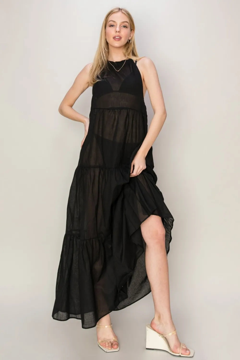 HYFVE Black / S HYFVE Halter Neck Cover Up Maxi Dress
