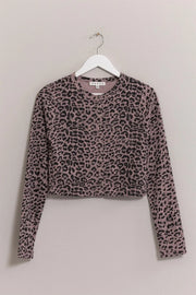 HYFVE Dusty Lavender / S HYFVE Animal Print Snap Down Crop Cardigan