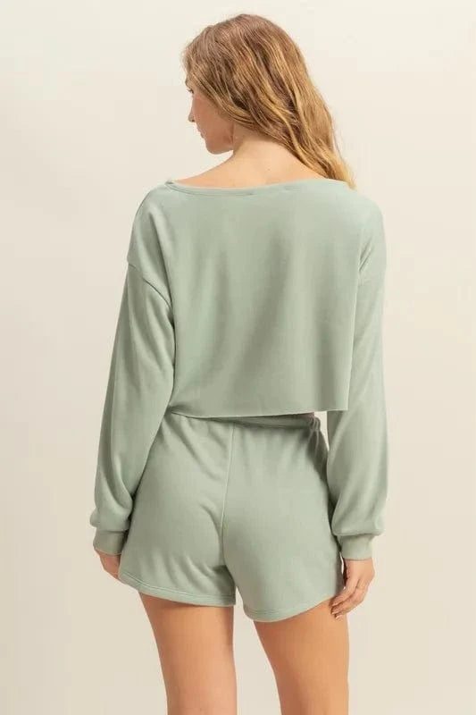 HYFVE Sweatshirts & Hoodies HYFVE Boat Neck Long Sleeve Cropped Top