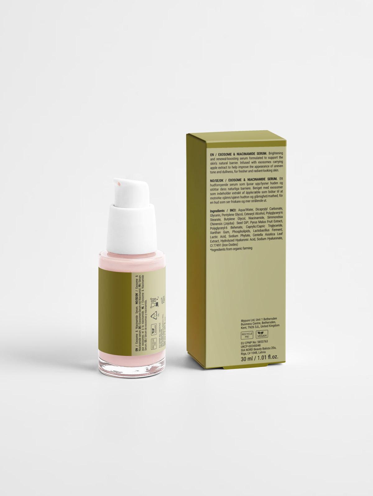 Exosome and niacinamide serum with dropper cap